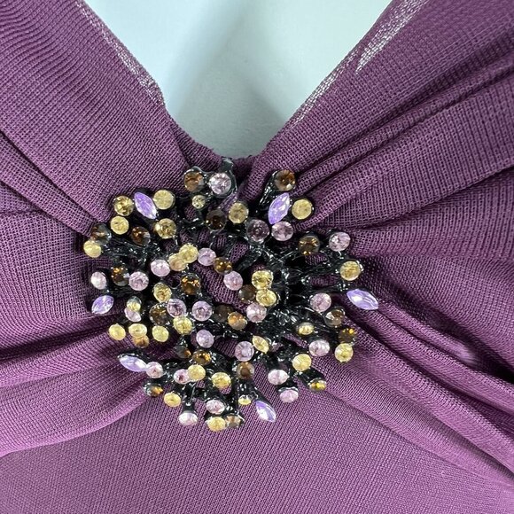 Alex Evenings Size 10 NWT Eggplant Dress Ruched Waist 3/4 Sleeves Sheer Wedding - Picture 11 of 16